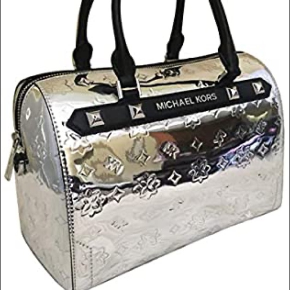 Michael Kors metallic silver mirror Kara Boston bag!